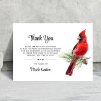 Personalized Funeral THANK YOU Cardinal Note