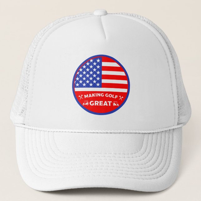 Personalized Funny American Golf Player Trucker Hat (Front)