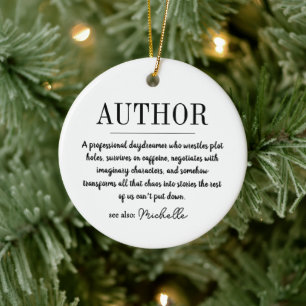 Personalized Funny Author Writer Definition Ceramic Tree Decoration