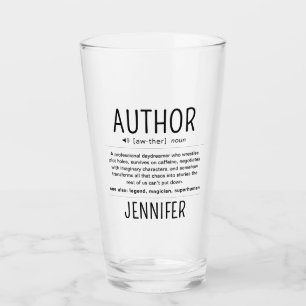 Personalized Funny Author Writer Definition Glass