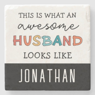 Personalized Funny Awesome Husband Gifts Stone Coaster