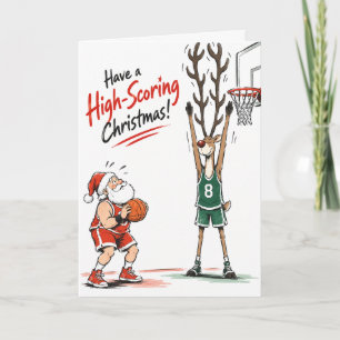 Personalized Funny Basketball Christmas Holiday Card