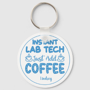 Personalized Funny Blue Lab Technician Keychain