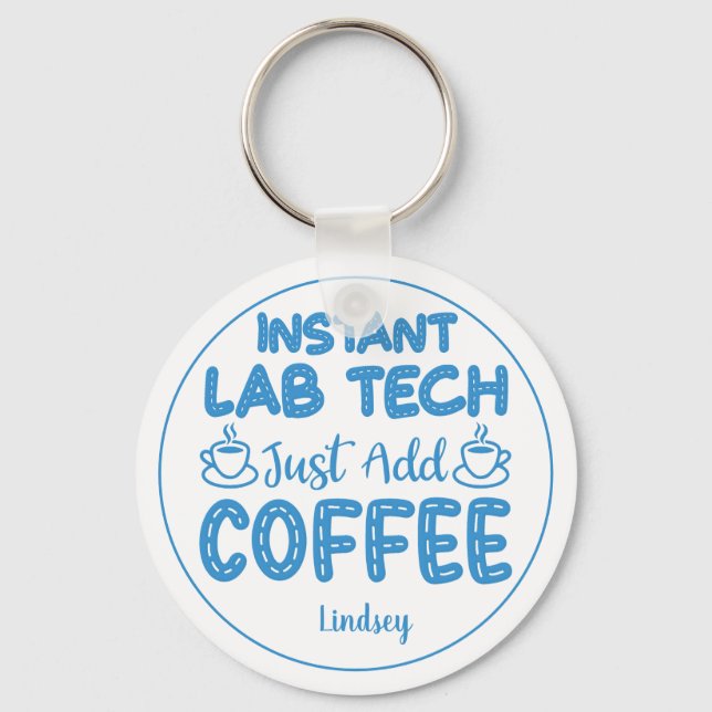 Personalized Funny Blue Lab Technician Keychain (Front)