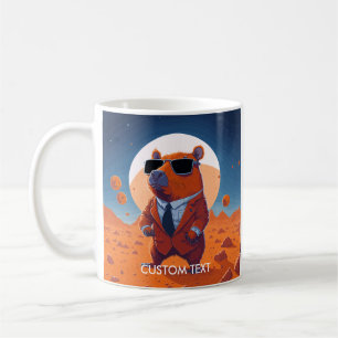 Personalized Funny Capybara With Suit On Mars Coffee Mug