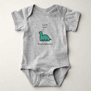 Personalized funny dinosaur baby bodysuit