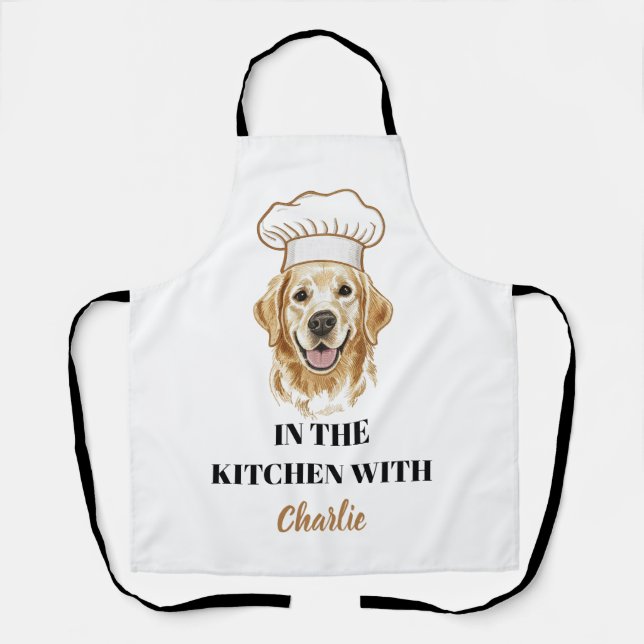 Personalized Funny Dog Face Apron | Custom Dog Mom (Front)