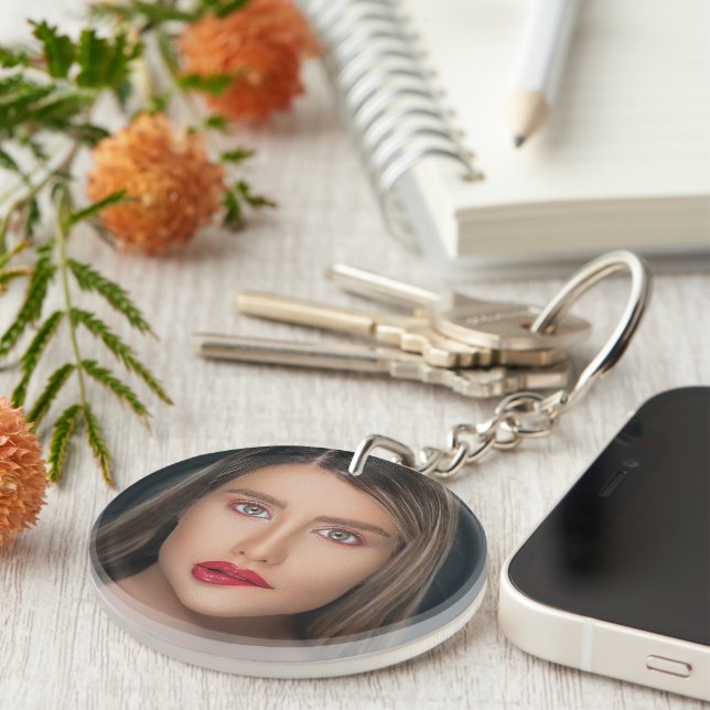 Personalized Funny Face Selfie Key Ring (Front Right)