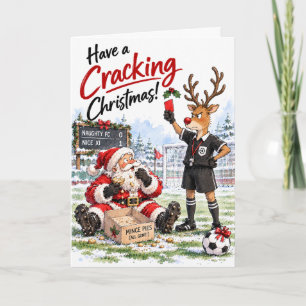 Personalized Funny Football Soccer Christmas Card
