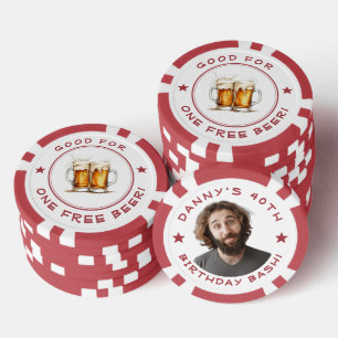 Personalized Funny Photo Good For One Beer Bar Poker Chips
