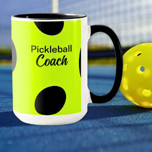 PERSONALIZED Funny Pickleball Coach Yellow Ball Mug
