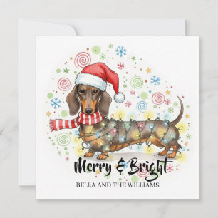 Personalized Funny Quirky Dachshund Christmas card