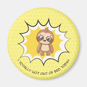 Personalized Funny Quote   Yellow Polka Dot Sloth Magnet