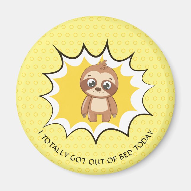 Personalized Funny Quote | Yellow Polka Dot Sloth Magnet (Front)