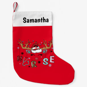 Personalized Funny Reindeer Nurse Small Christmas Stocking