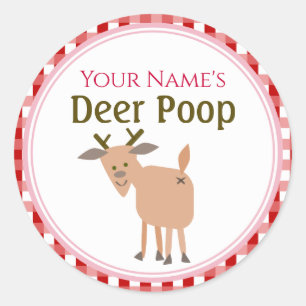 Personalized Funny Reindeer Poop Christmas Gift Classic Round Sticker