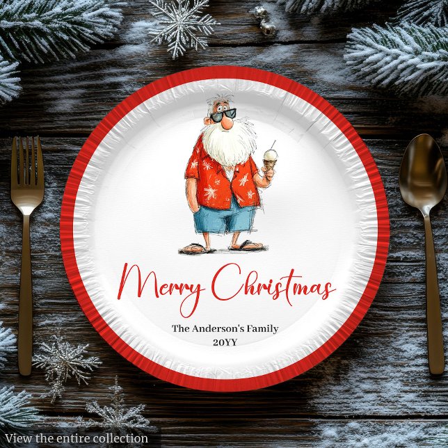 Personalized Funny Santa Christmas Dinner Plates (Personalized Funny Santa Christmas Dinner Plates)