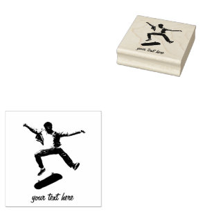 Personalized Funny Skeleton Skateboard vintage  Rubber Stamp