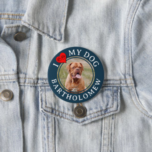Personalized Furbaby Mastiff Photo I LOVE MY DOG  7.5 Cm Round Badge