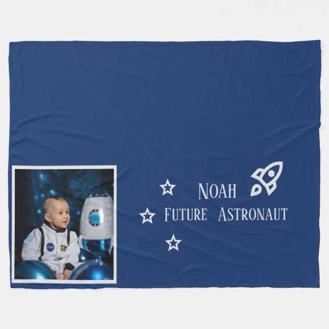 Personalized Future Astronaut Kids Fleece Blanket (Front (Horizontal))