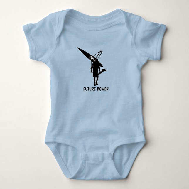 Personalized future baby rower rowing  bodysuit (Front)