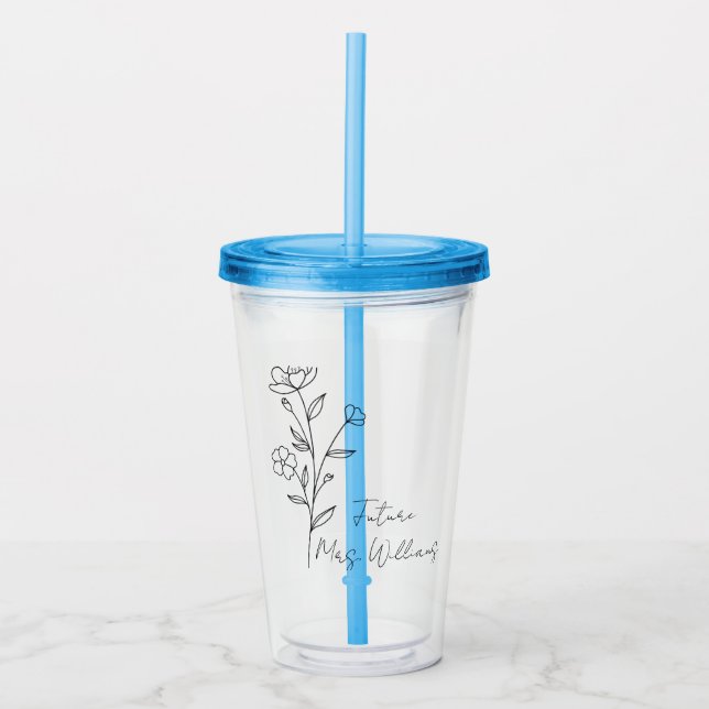Personalized future Mrs iced coffee cup custom  (Front)