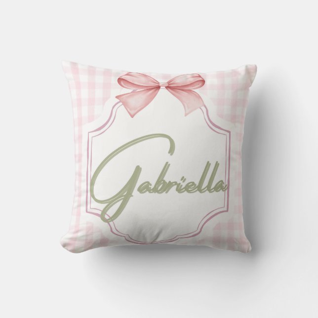 Personalized Gabriella Baby Girl Nursery Bow  Cushion (Front)