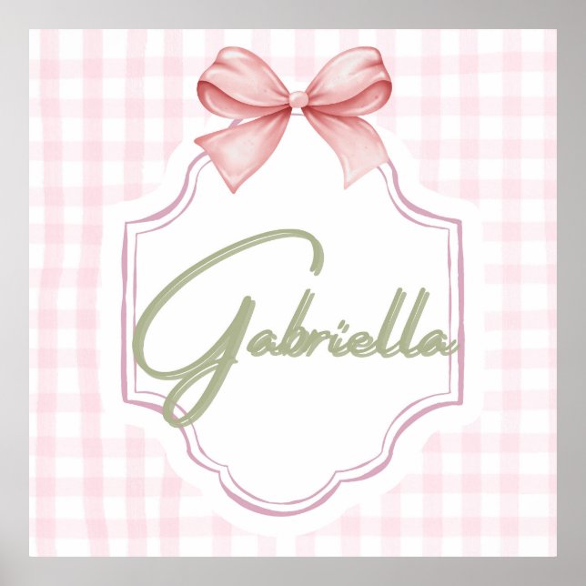 Personalized Gabriella Baby Girl Nursery Bow  Poster (Front)