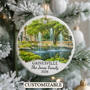 Personalized Gainesville Ornament, Custom Florida Ceramic Tree Decoration