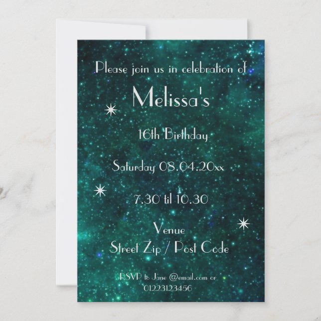 Personalized Galaxy Party Invitation (Front)
