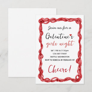 Personalized Galentines Red Party Invitation