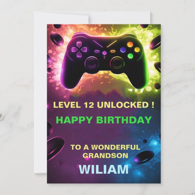 PersonaliZed Gamer Birthday Card  (Front)