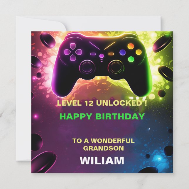 PersonaliZed Gamer Birthday Card  (Front)