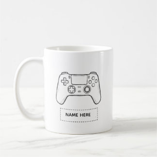 Personalized Gamer Controller Minimalist Sketch  Coffee Mug