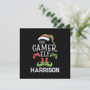 Personalized Gamer Elf Christmas Video Gaming Holiday Card