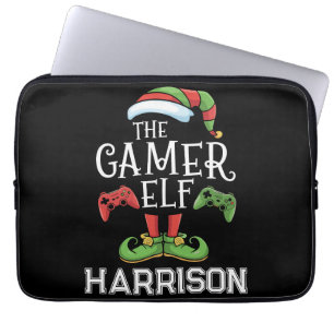 Personalized Gamer Elf Christmas Video Gaming  Laptop Sleeve