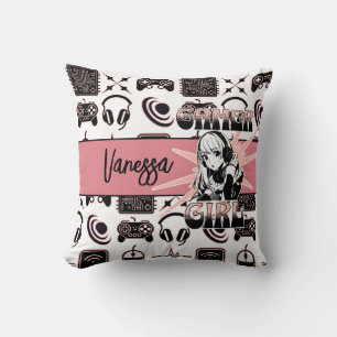 Personalized Gamer Girl   Gaming  Cushion