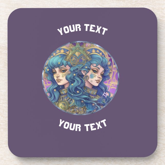 PERSONALIZED GEMINI ZODIAC SIGN  COASTER (Front)