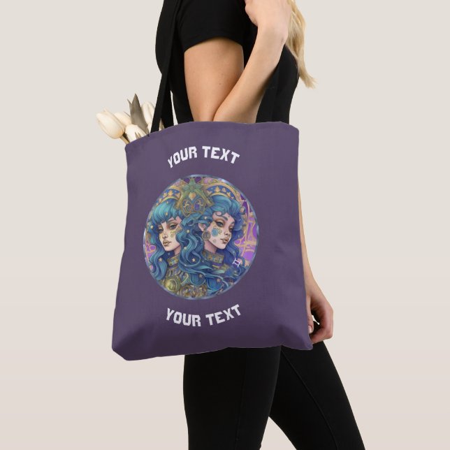 PERSONALIZED GEMINI ZODIAC SIGN  TOTE BAG (Close Up)