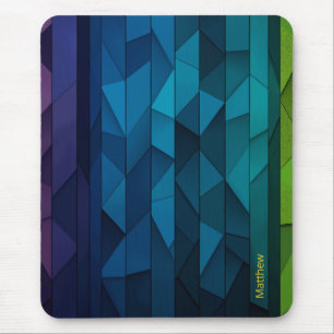 Personalized Geometric Blue and Teal Pattern Mouse Mat