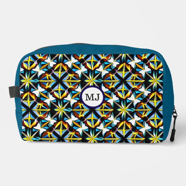 Personalized Geometric Blue Travel Bag (Front)