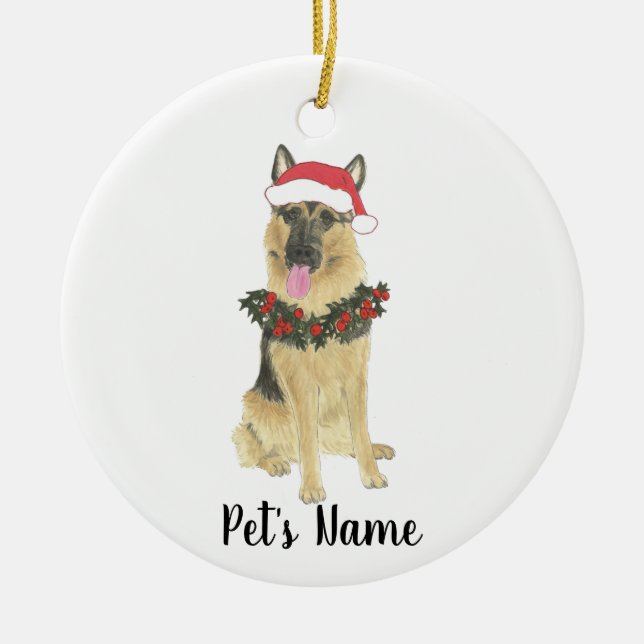 Personalized German Shepherd Christmas  Ceramic Tree Decoration (Front)