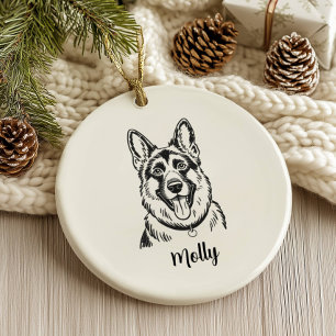 Personalized German Shepherd Dog Christmas Ceramic Tree Decoration
