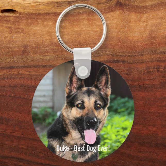 Personalized German Shepherd Dog Photo, Dog Name Key Ring (Front)