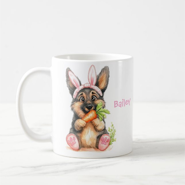 Personalized German Shepherd Puppy Easter Coffee Mug (Left)