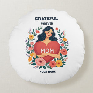 Personalized Gift for Mom Custom Name Design Round Cushion