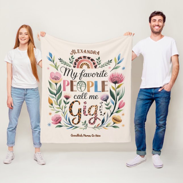 ❤️Personalized GIGI Gifts Add Grandkids Names Fleece Blanket (In Situ)