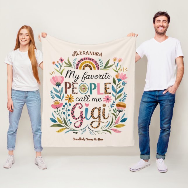❤️Personalized GIGI Gifts Add Grandkids Names Fleece Blanket (In Situ)