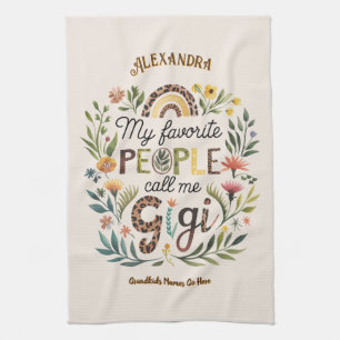 ❤️Personalized GIGI Gifts Add Grandkids Names Tea Towel