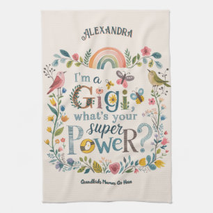 ❤️Personalized GIGI Gifts Add Grandkids Names Tea Towel